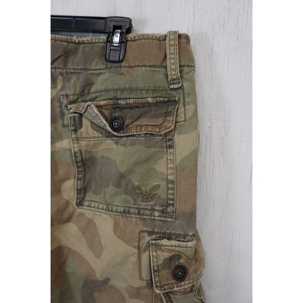 Mens American Eagle Cargo Shorts Camo Size 36 Cotton Y2K Distressed - Picture 10 of 11
